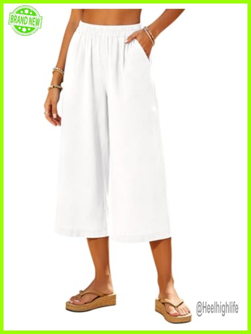 Wide Leg Capri Linen Pants Cropped Summer Lounge Travel